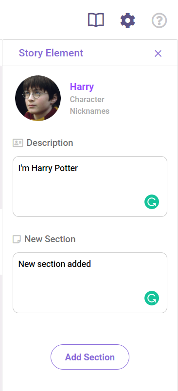 Adding Additional Sections to Story Elements