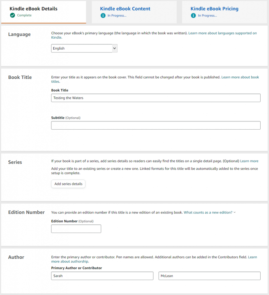 publish on kindle details