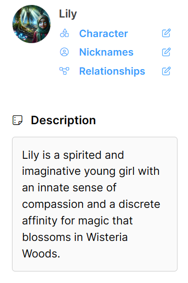 the description of a fictional character
