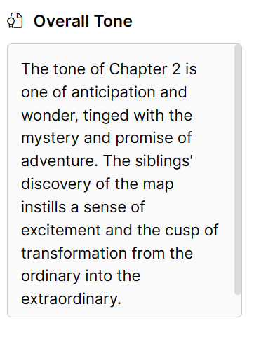 a description of the tone of a chapter