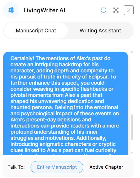 Advice from the manuscript chat on how to improve a character