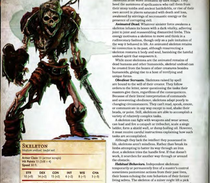 A page from the PDFversion of the D&D monster manual