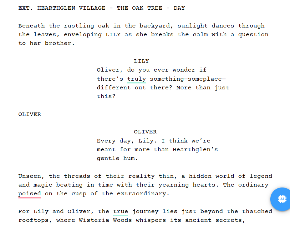 A section of screenplay that was adapted from a chapter