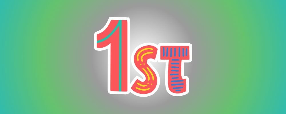 The letters "1st" in a colorful style