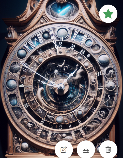 An image of an ornate grandfather clock generated by the LivingWriter book cover AI