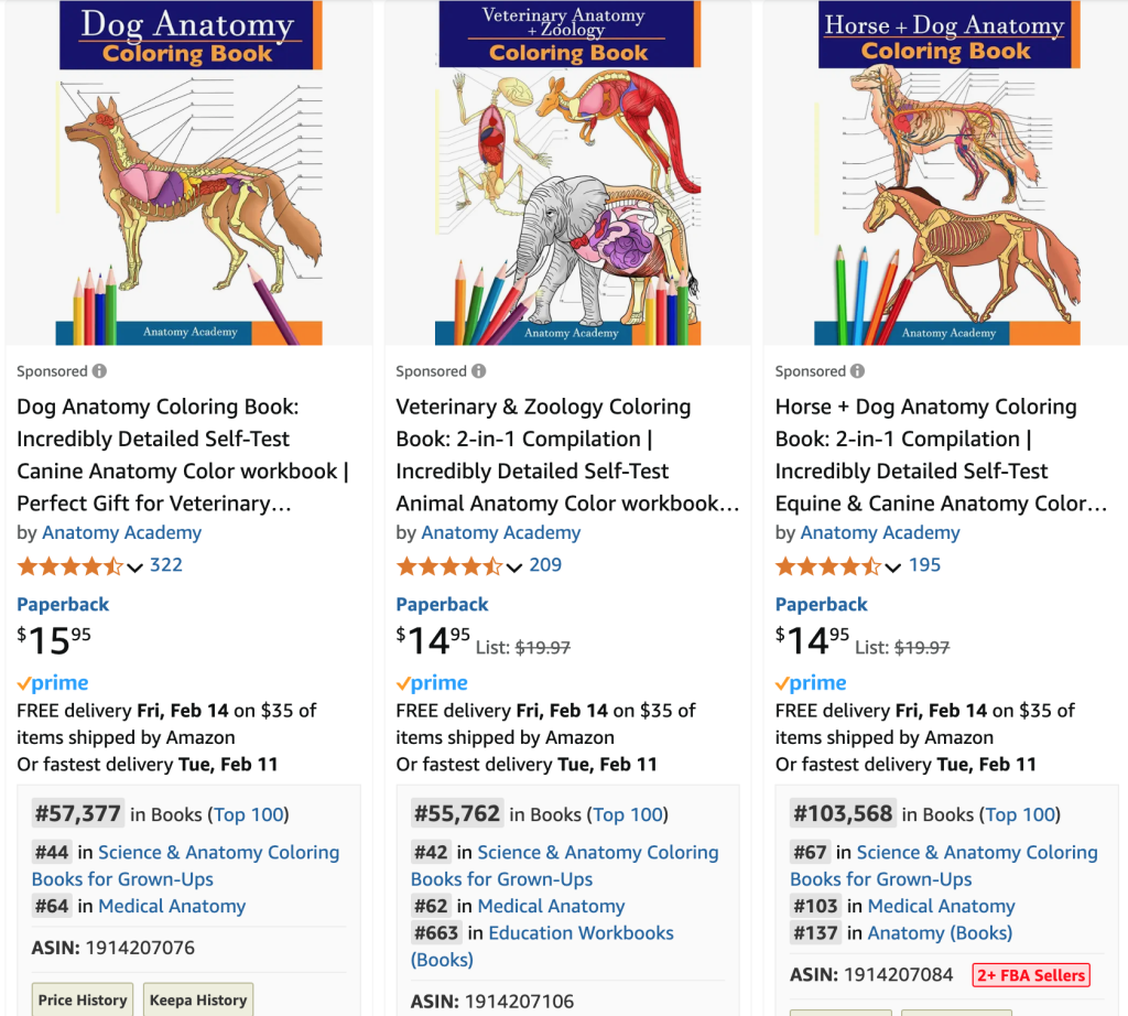 Animal Anatomy Books on Amazon