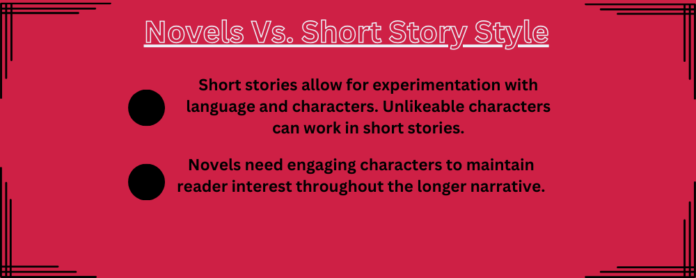 Novel vs Short story style graphic