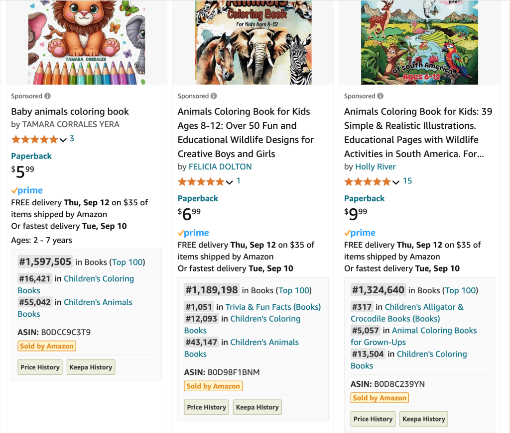 Amazon search results showing the best seller rating