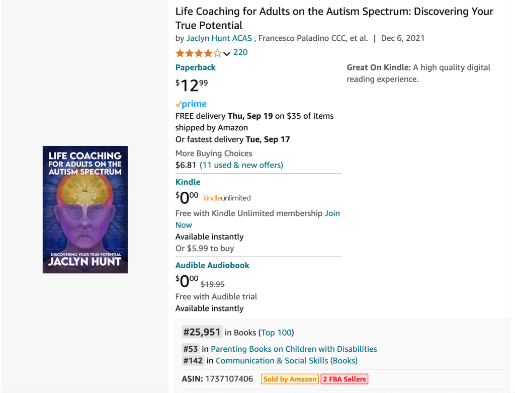 a book on lifecoaching for adults with autism