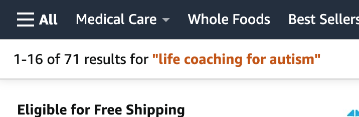 the number of search results for life coaching for autism