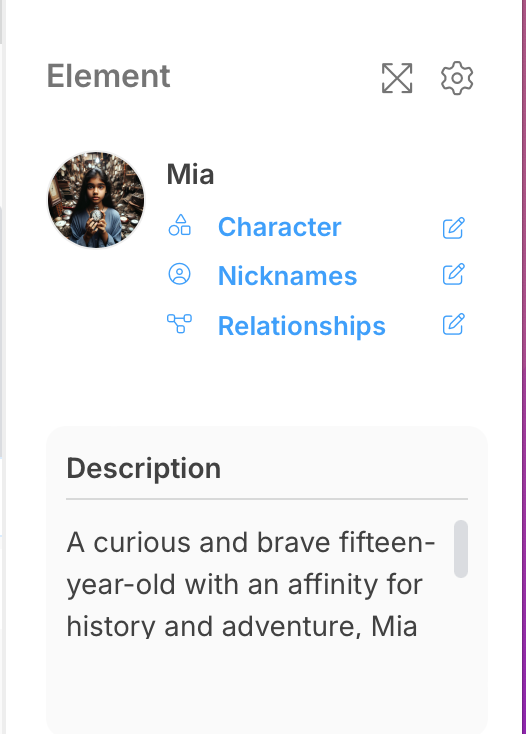 Character Elements On LivingWriter