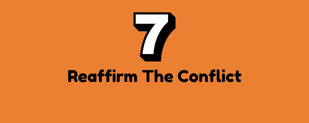 The words "Reaffirm The Conflict" in black letters on an orange background