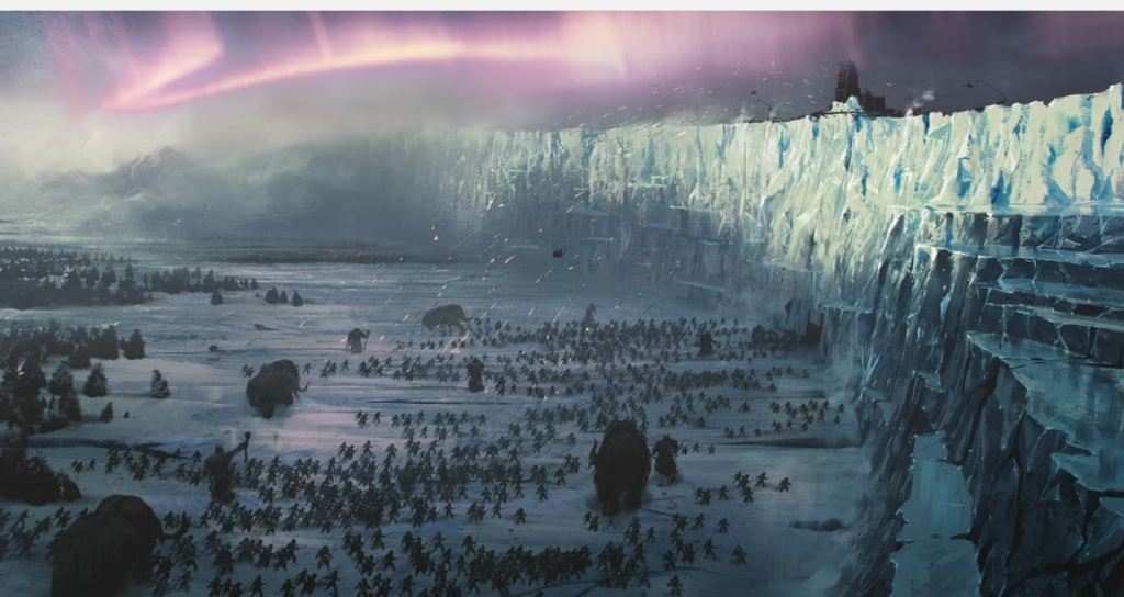 The TV depiction of The Wall and Castle Black from A Game of Thrones