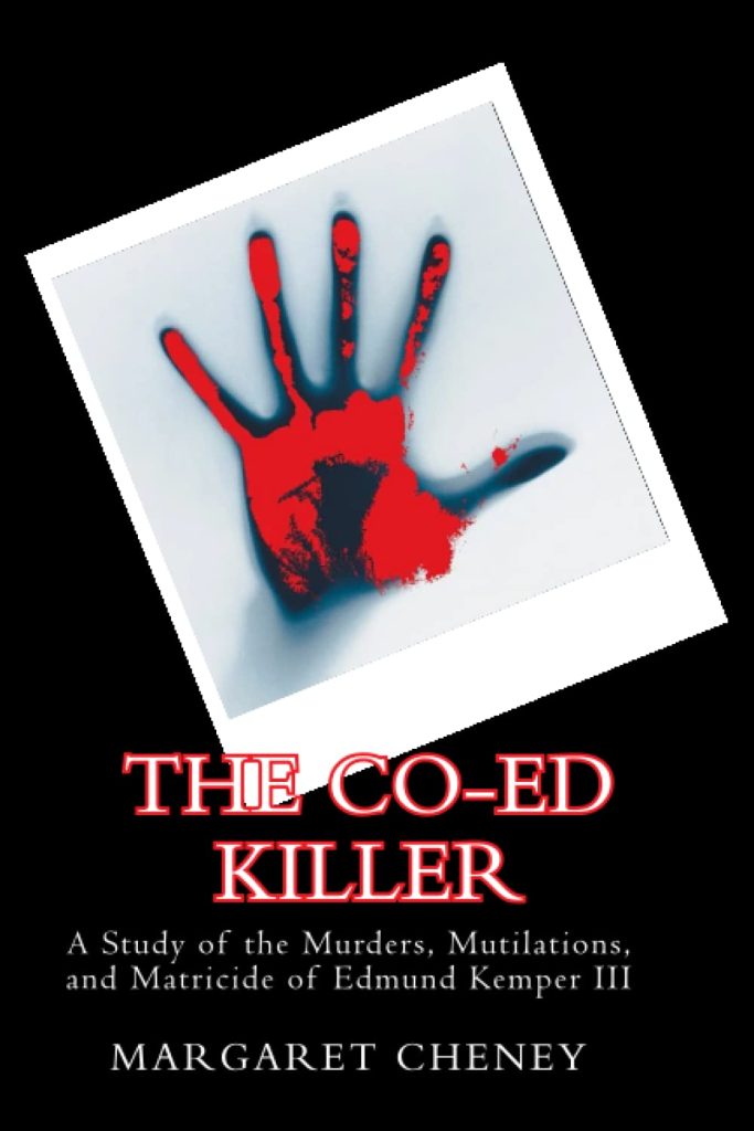 the cover of the paperback version of the book "The Co-Ed Killer" which features a bloody palm print on a polaroid
