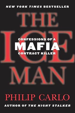 The book cover for "The Ice Man" novel in red and white letters on a black background